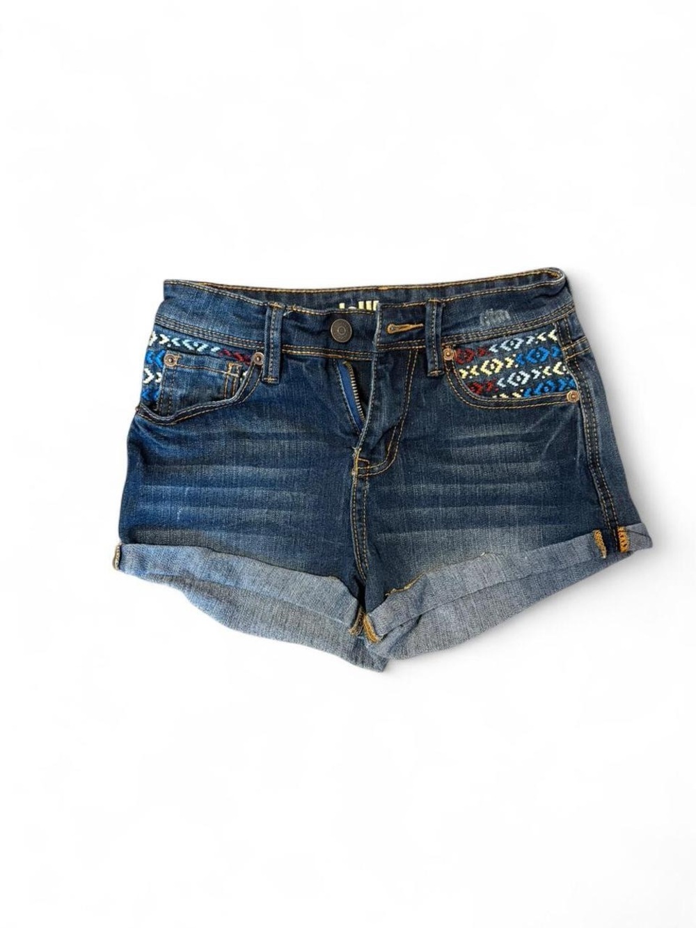 Dollhouse Y2K Embroidered Denim Shorts - Blue, Size 0